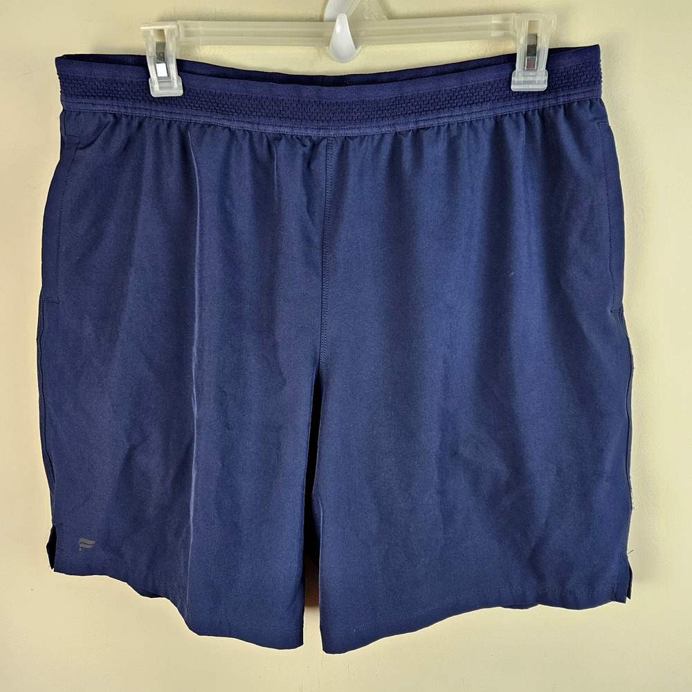 Fabletics The Fundamental Shorts Workout Stretch Lined Blue Mens X- Large 7"